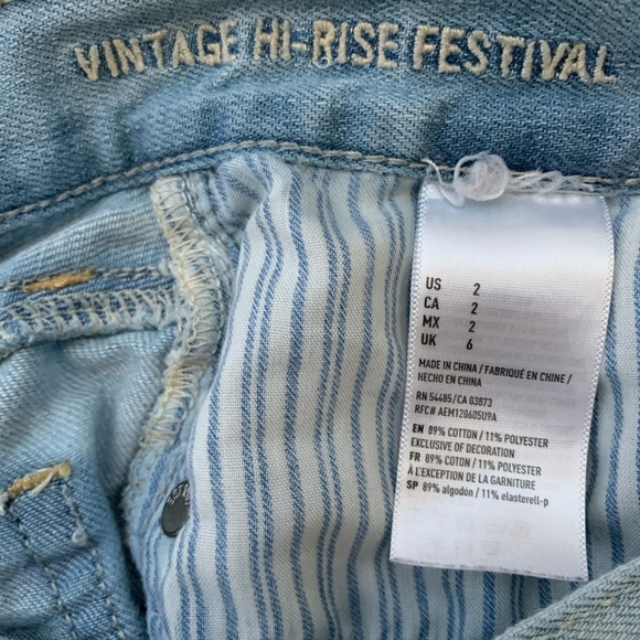 AE Hi-Rise Festival size 2 cutoff blue jean shorts - Picture 4 of 5